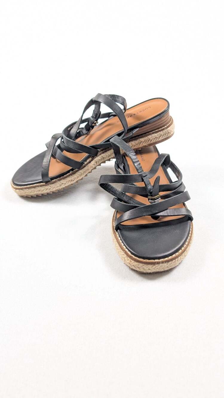 Lucky Brand Nemelli Black Platform Sandals size 9
